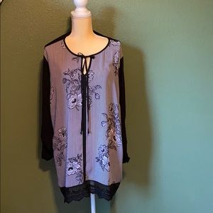 Black Striped with Lace Top. Size 3x